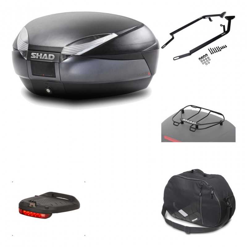 SHAD Baul trasero + herraje montaje accesorios SH48 DARK GREY PREMIUM KIT-189681