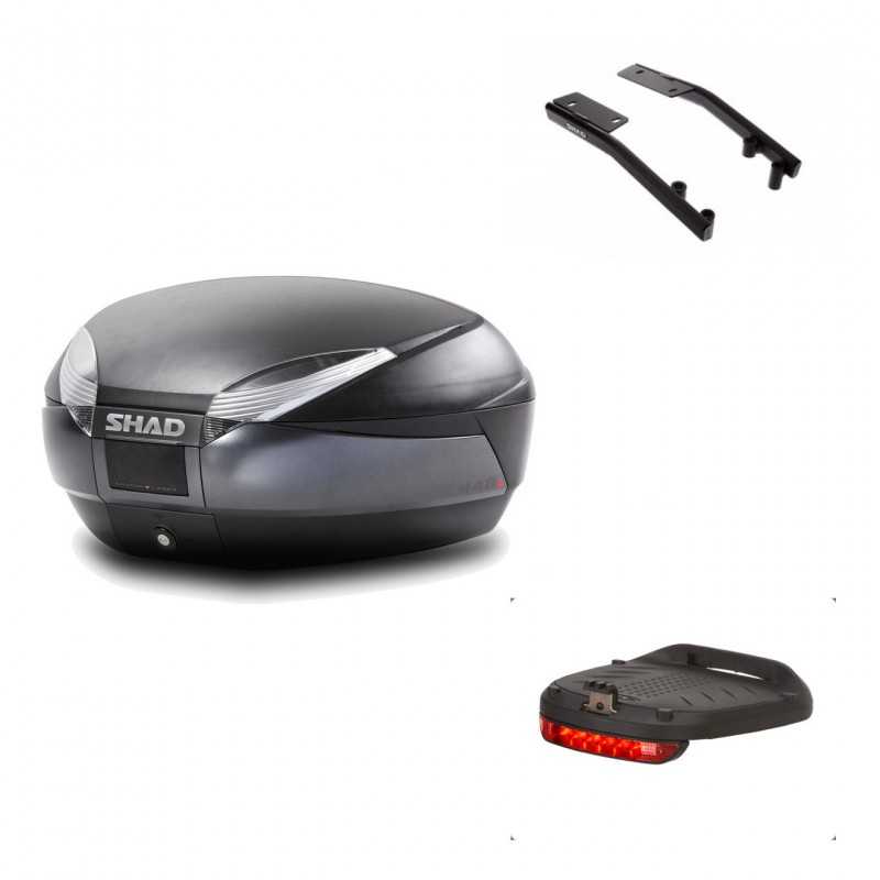 SHAD Baul trasero + herraje montaje luz de freno SH48 DARK GREY PREMIUM KIT-189931