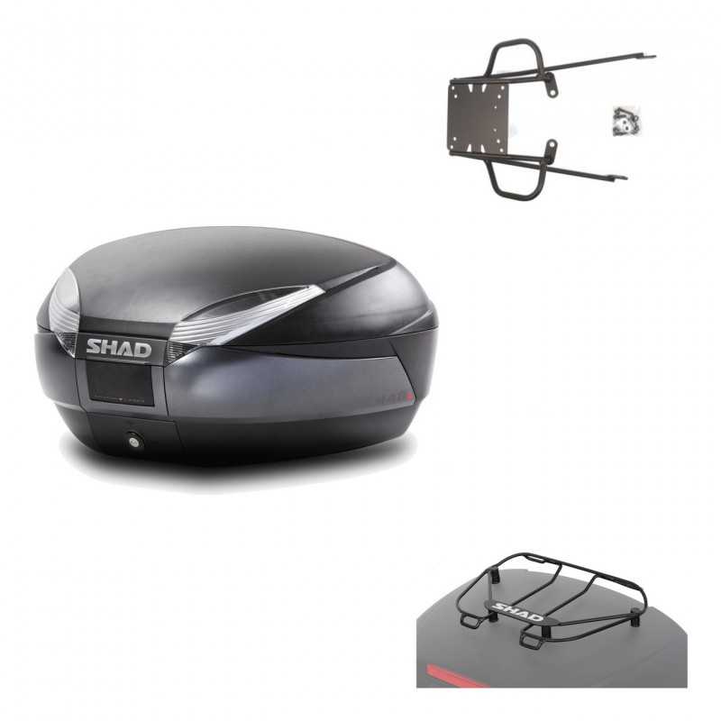 SHAD Baul trasero + herraje montaje parrilla portabultos superior SH48 DARK GREY PREMIUM KIT-189734