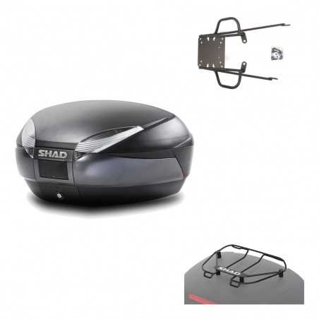 SHAD Baul trasero + herraje montaje parrilla portabultos superior SH48 DARK GREY PREMIUM KIT-189734