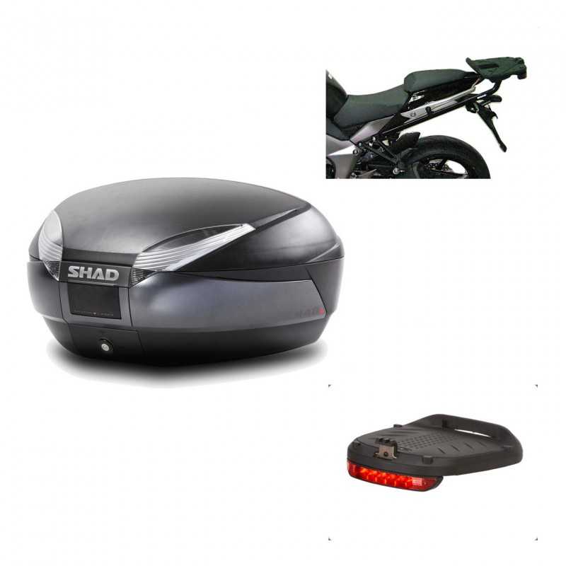 SHAD Baul trasero + herraje montaje luz de freno SH48 DARK GREY PREMIUM KIT-189635