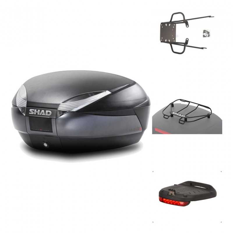 SHAD Baul trasero + herraje montaje accesorios SH48 DARK GREY PREMIUM KIT-189735