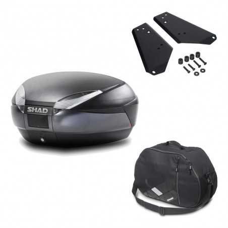 SHAD Baul trasero + herraje montaje bolsa interna SH48 DARK GREY PREMIUM KIT-189836
