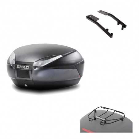 SHAD Baul trasero + herraje montaje parrilla portabultos superior SH48 DARK GREY PREMIUM KIT-189934