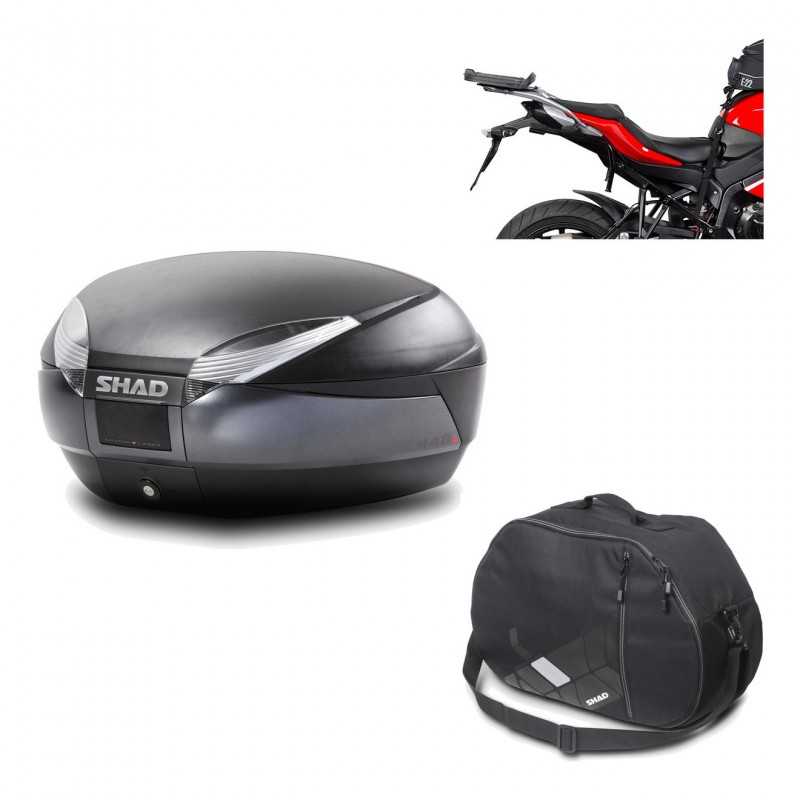 SHAD Baul trasero + herraje montaje bolsa interna SH48 DARK GREY PREMIUM KIT-190084