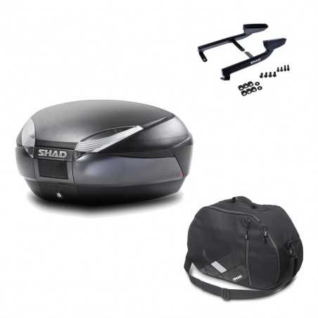 SHAD Baul trasero + herraje montaje bolsa interna SH48 DARK GREY PREMIUM KIT-190036