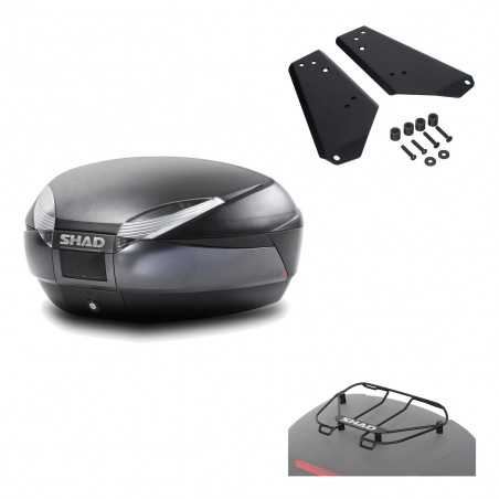 SHAD Baul trasero + herraje montaje parrilla portabultos superior SH48 DARK GREY PREMIUM KIT-189838