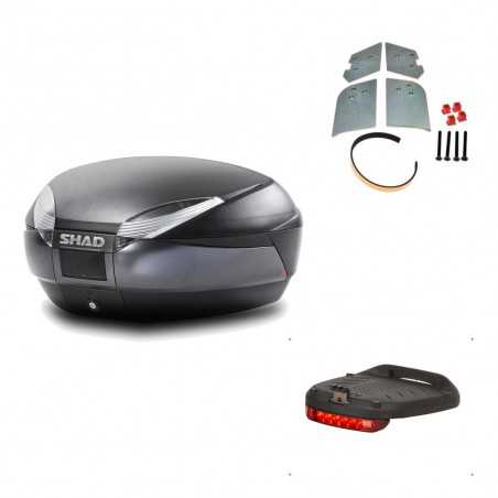 SHAD Baul trasero + herraje montaje luz de freno SH48 DARK GREY PREMIUM KIT-189891