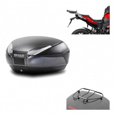 SHAD Baul trasero + herraje montaje parrilla portabultos superior SH48 DARK GREY PREMIUM KIT-190086