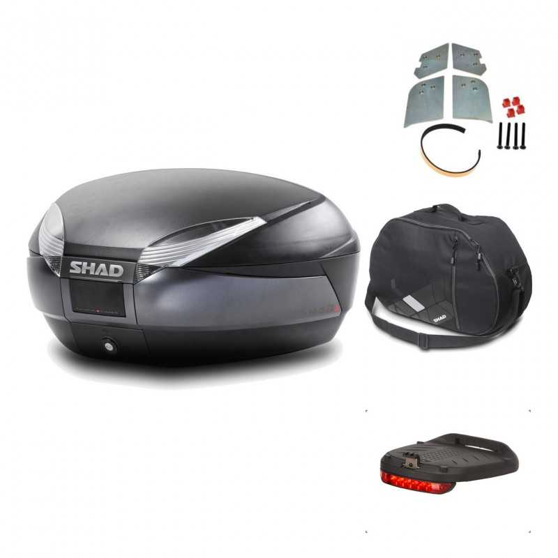 SHAD Baul trasero + herraje montaje accesorios SH48 DARK GREY PREMIUM KIT-189893