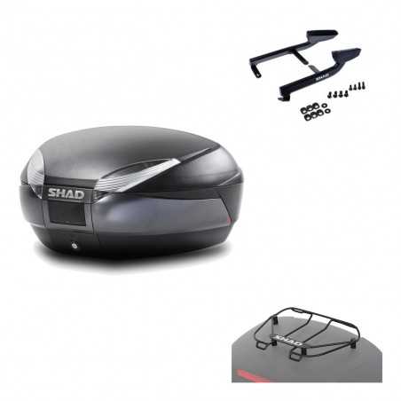 SHAD Baul trasero + herraje montaje parrilla portabultos superior SH48 DARK GREY PREMIUM KIT-190038