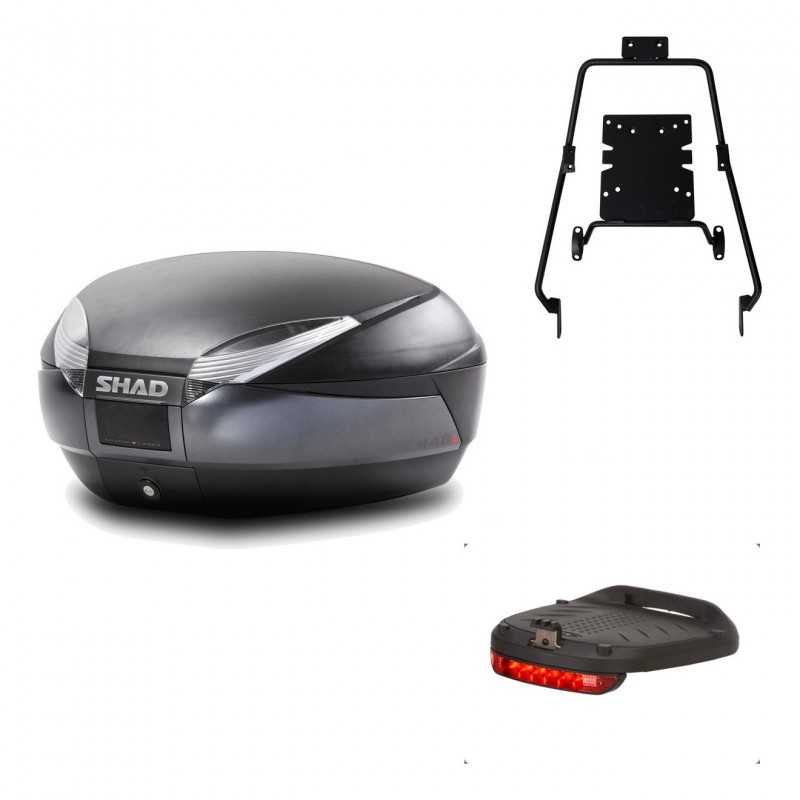 SHAD Baul trasero + herraje montaje luz de freno SH48 DARK GREY PREMIUM KIT-189939