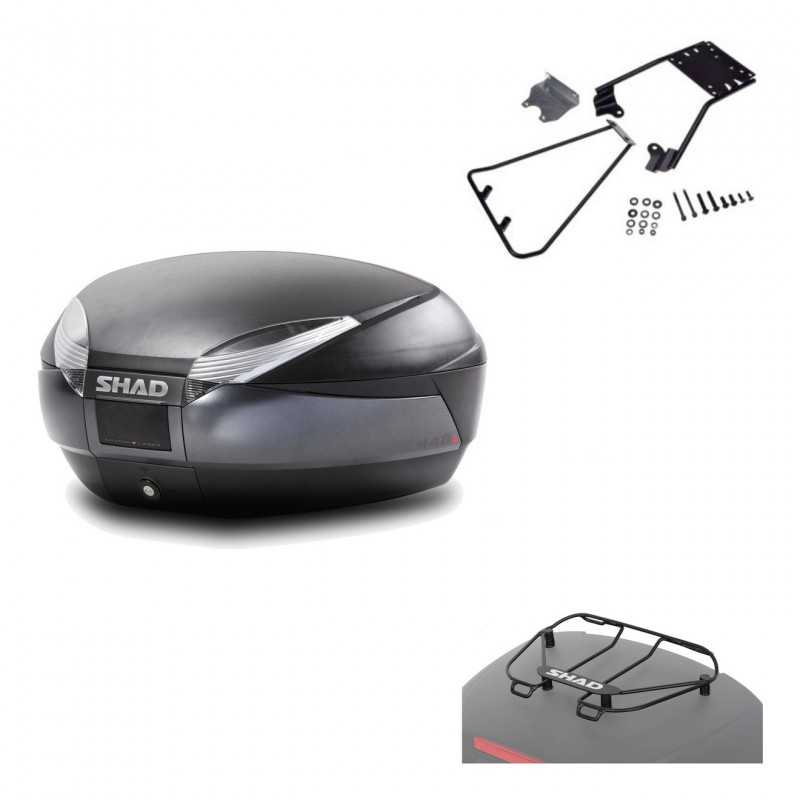 SHAD Baul trasero + herraje montaje parrilla portabultos superior SH48 DARK GREY PREMIUM KIT-189742