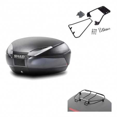 SHAD Baul trasero + herraje montaje parrilla portabultos superior SH48 DARK GREY PREMIUM KIT-189742