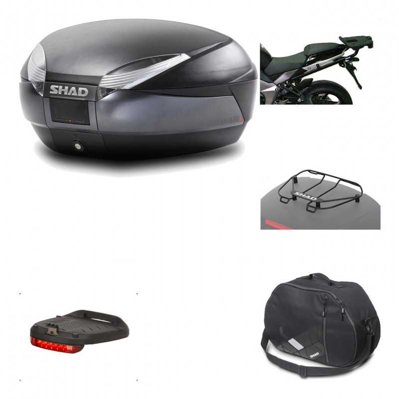 SHAD Baul trasero + herraje montaje accesorios SH48 DARK GREY PREMIUM KIT-189641