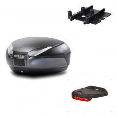SHAD Baul trasero + herraje montaje luz de freno SH48 DARK GREY PREMIUM KIT-189691