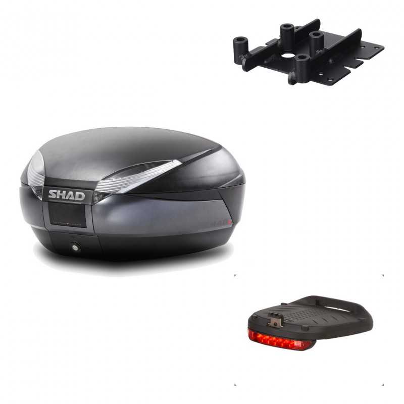 SHAD Baul trasero + herraje montaje luz de freno SH48 DARK GREY PREMIUM KIT-189691
