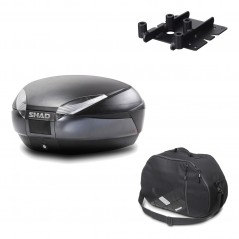 SHAD Baul trasero + herraje montaje bolsa interna SH48 DARK GREY PREMIUM KIT-189692
