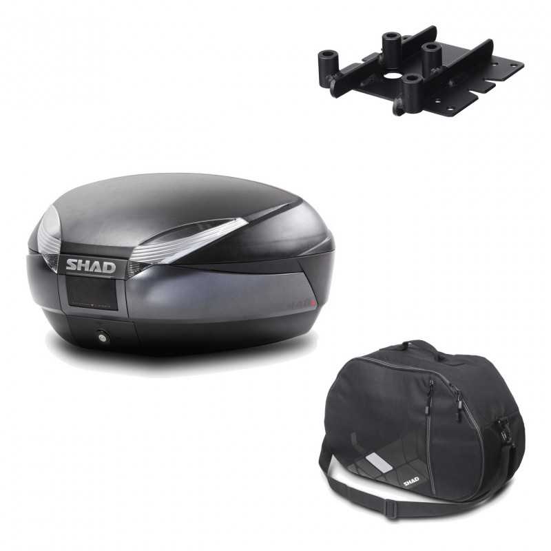 SHAD Baul trasero + herraje montaje bolsa interna SH48 DARK GREY PREMIUM KIT-189692