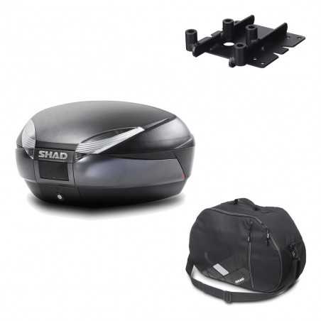 SHAD Baul trasero + herraje montaje bolsa interna SH48 DARK GREY PREMIUM KIT-189692