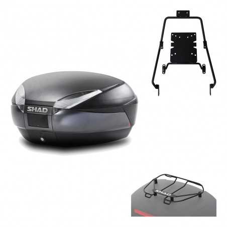 SHAD Baul trasero + herraje montaje parrilla portabultos superior SH48 DARK GREY PREMIUM KIT-189942