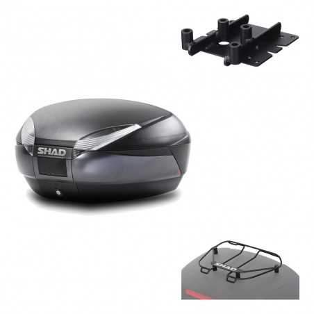 SHAD Baul trasero + herraje montaje parrilla portabultos superior SH48 DARK GREY PREMIUM KIT-189694