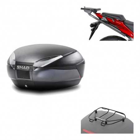 SHAD Baul trasero + herraje montaje parrilla portabultos superior SH48 DARK GREY PREMIUM KIT-190094