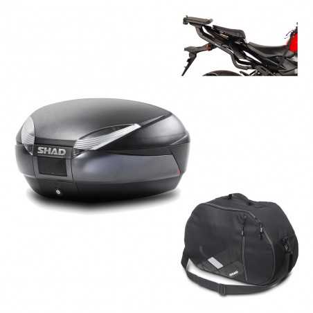 SHAD Baul trasero + herraje montaje bolsa interna SH48 DARK GREY PREMIUM KIT-189748