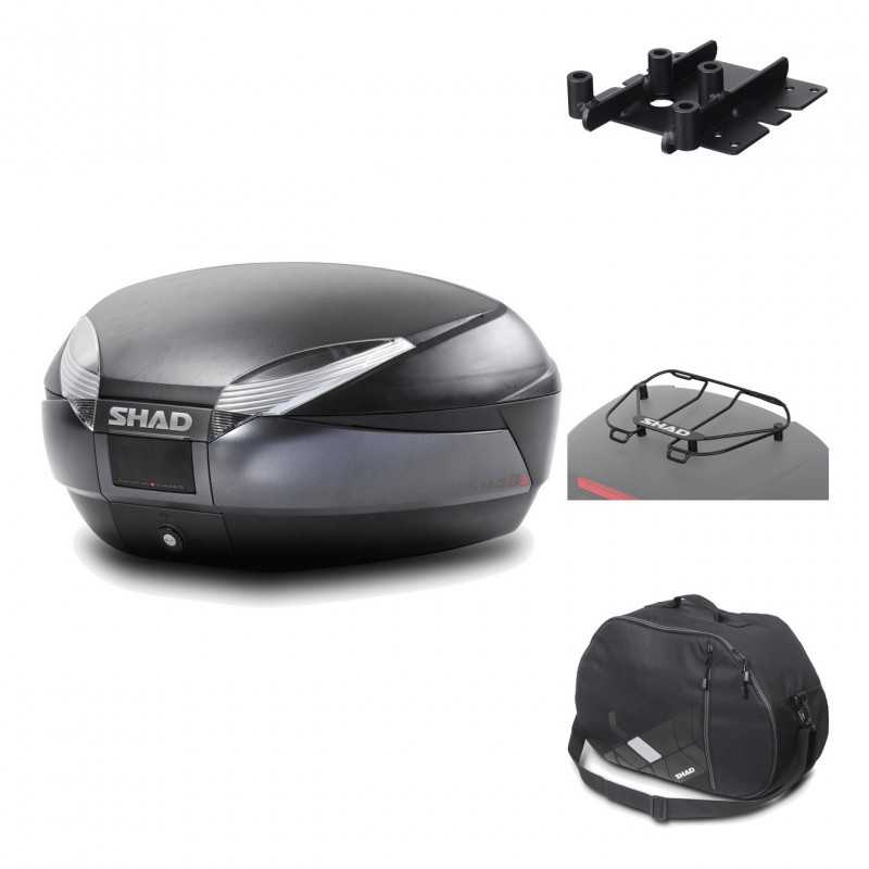 SHAD Baul trasero + herraje montaje accesorios SH48 DARK GREY PREMIUM KIT-189696