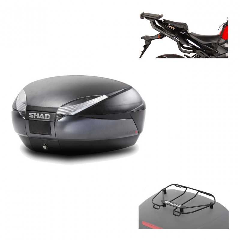 SHAD Baul trasero + herraje montaje parrilla portabultos superior SH48 DARK GREY PREMIUM KIT-189750