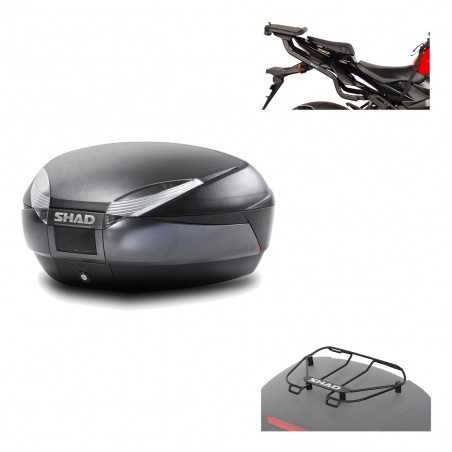 SHAD Baul trasero + herraje montaje parrilla portabultos superior SH48 DARK GREY PREMIUM KIT-189750