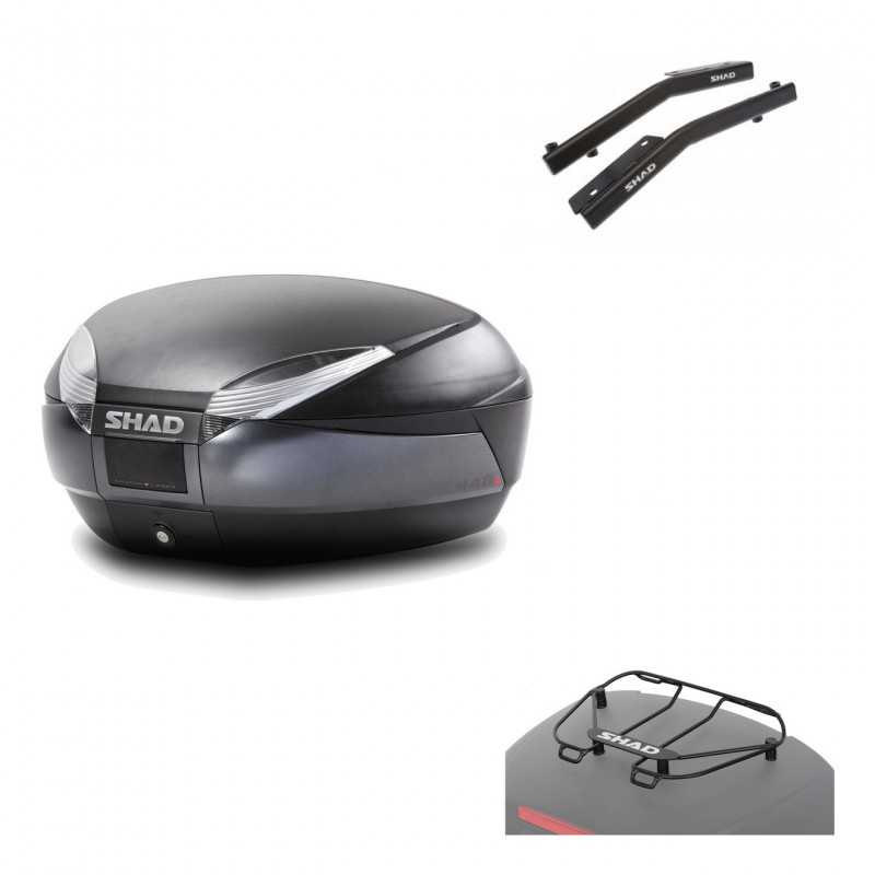 SHAD Baul trasero + herraje montaje parrilla portabultos superior SH48 DARK GREY PREMIUM KIT-189902