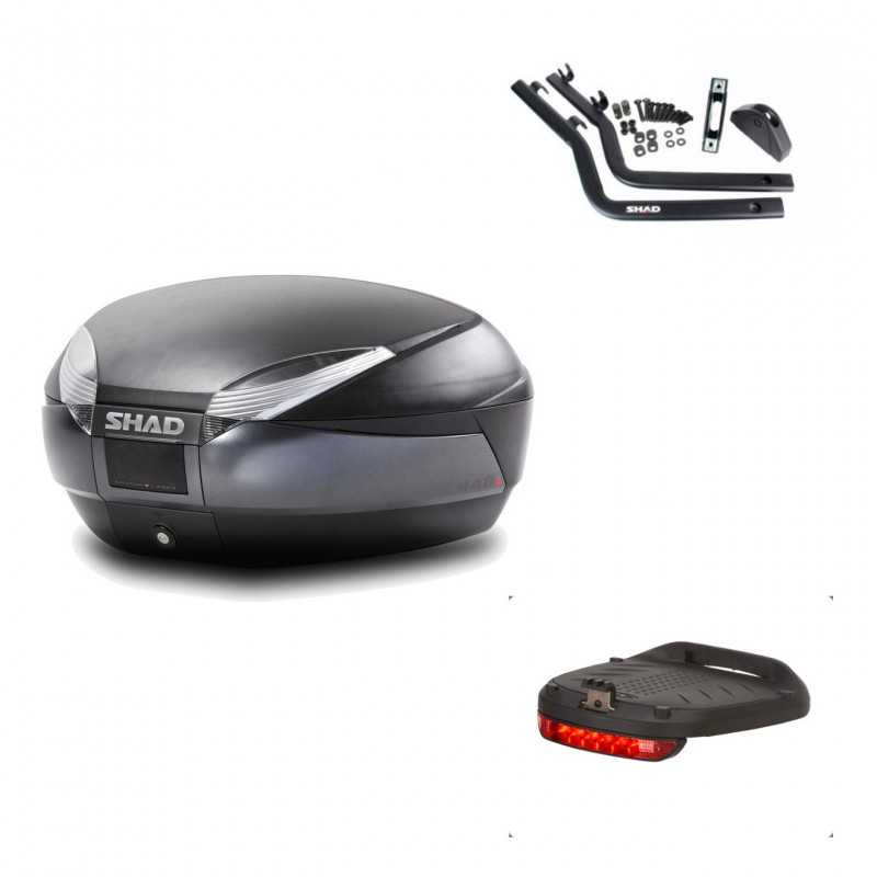 SHAD Baul trasero + herraje montaje luz de freno SH48 DARK GREY PREMIUM KIT-189651
