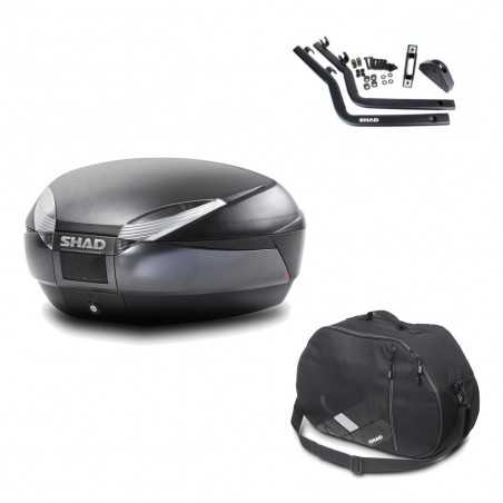 SHAD Baul trasero + herraje montaje bolsa interna SH48 DARK GREY PREMIUM KIT-189652