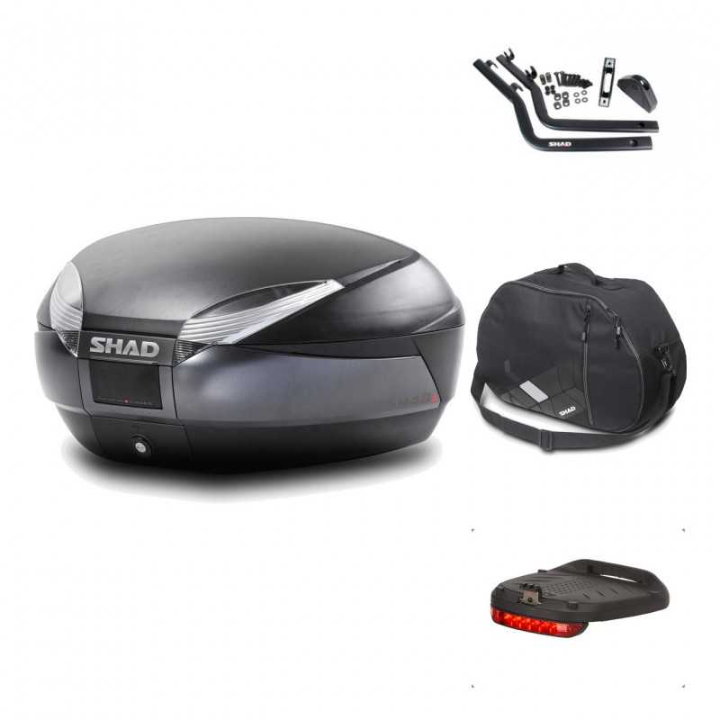 SHAD Baul trasero + herraje montaje accesorios SH48 DARK GREY PREMIUM KIT-189653