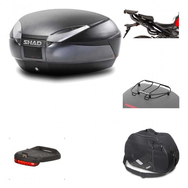 SHAD Baul trasero + herraje montaje accesorios SH48 DARK GREY PREMIUM KIT-189753