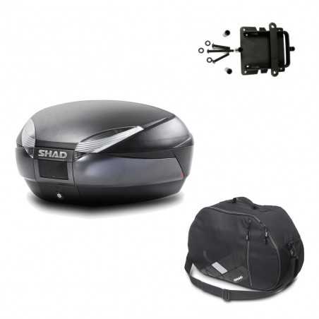 SHAD Baul trasero + herraje montaje bolsa interna SH48 DARK GREY PREMIUM KIT-189700