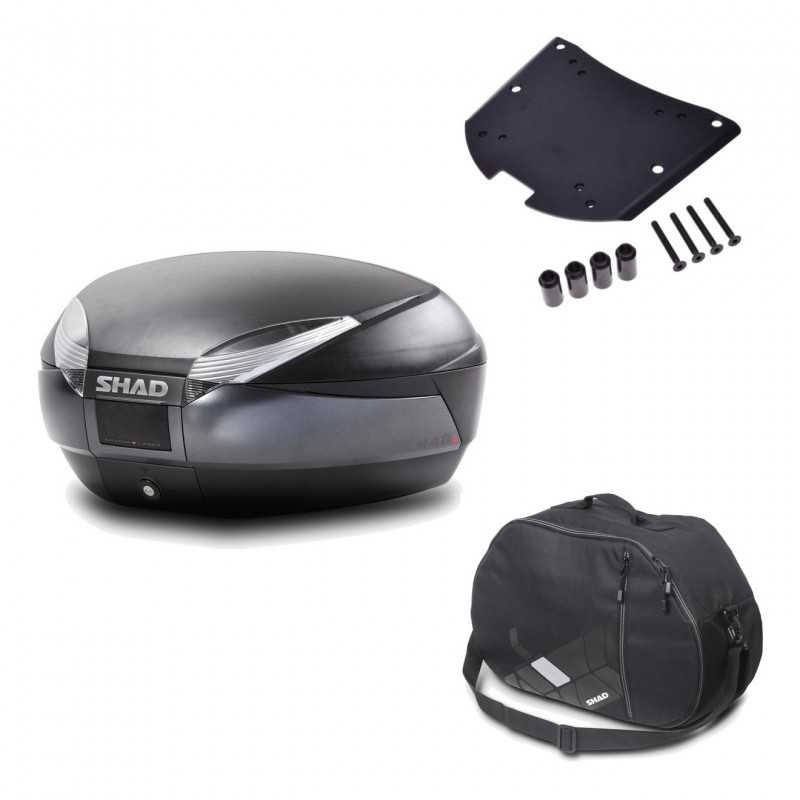 SHAD Baul trasero + herraje montaje bolsa interna SH48 DARK GREY PREMIUM KIT-189804