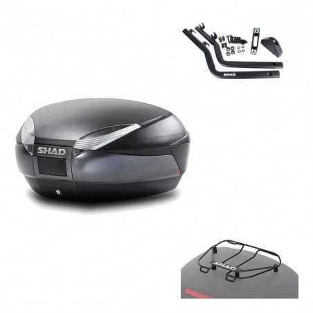 SHAD Baul trasero + herraje montaje parrilla portabultos superior SH48 DARK GREY PREMIUM KIT-189654