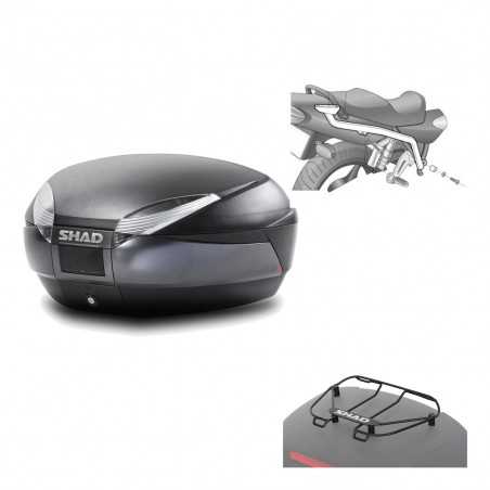 SHAD Baul trasero + herraje montaje parrilla portabultos superior SH48 DARK GREY PREMIUM KIT-190006