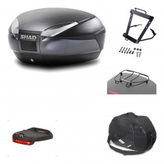 SHAD Baul trasero + herraje montaje accesorios SH48 DARK GREY PREMIUM KIT-189857