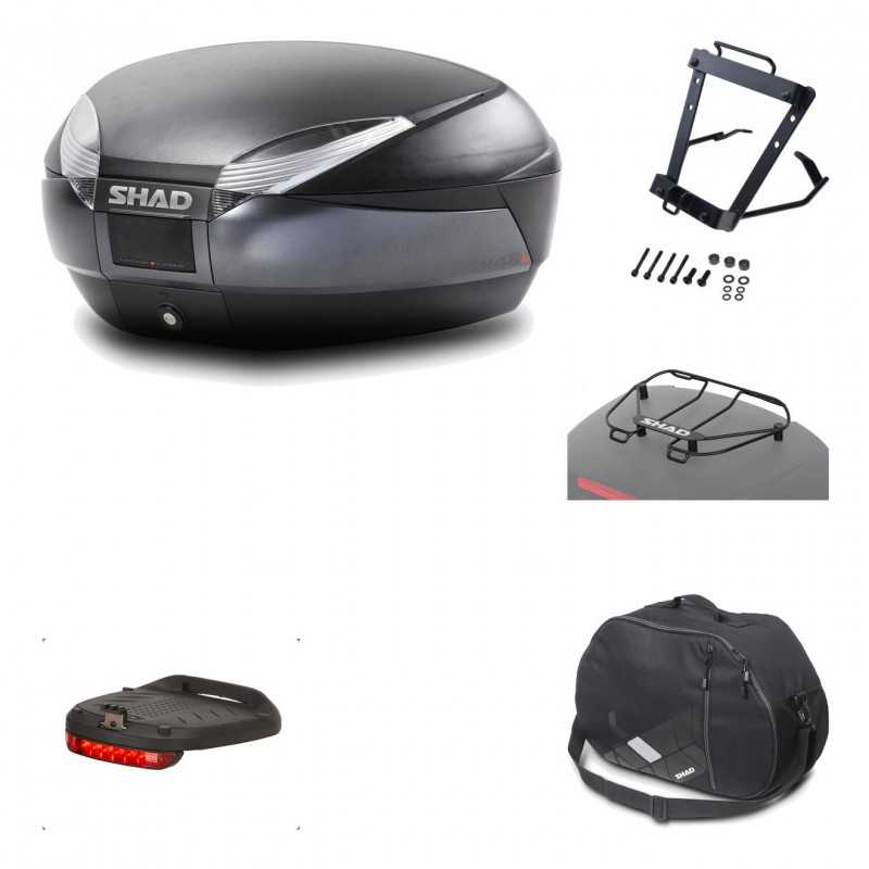 SHAD Baul trasero + herraje montaje accesorios SH48 DARK GREY PREMIUM KIT-189857