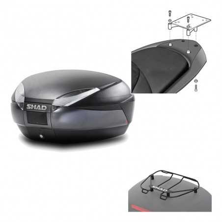 SHAD Baul trasero + herraje montaje parrilla portabultos superior SH48 DARK GREY PREMIUM KIT-189950