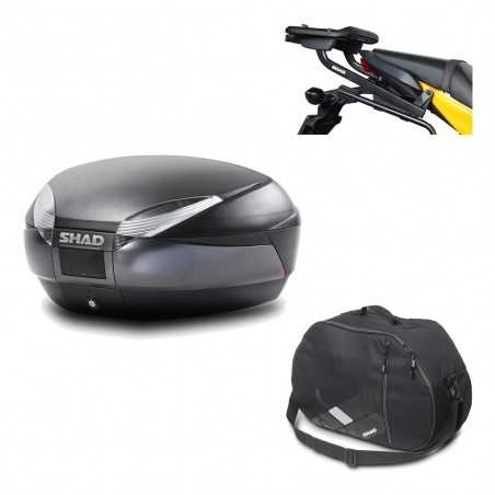 SHAD Baul trasero + herraje montaje bolsa interna SH48 DARK GREY PREMIUM KIT-190100