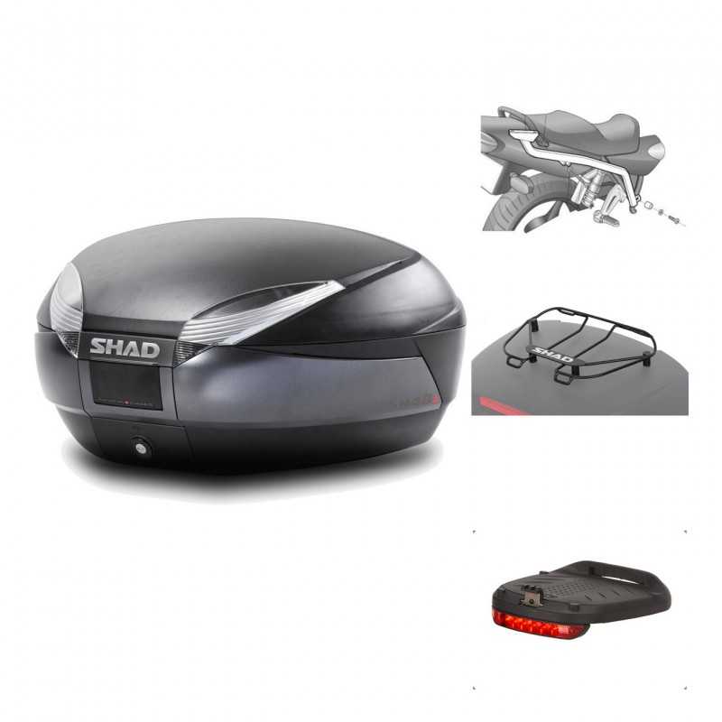 SHAD Baul trasero + herraje montaje accesorios SH48 DARK GREY PREMIUM KIT-190007