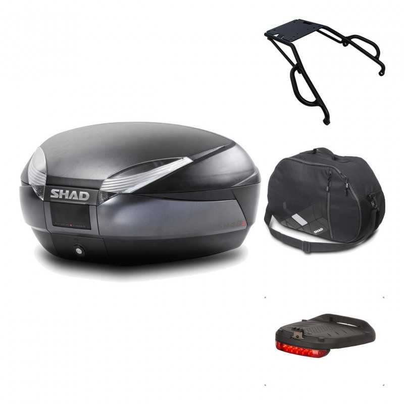 SHAD Baul trasero + herraje montaje accesorios SH48 DARK GREY PREMIUM KIT-190053