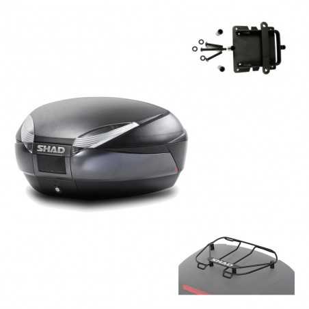 SHAD Baul trasero + herraje montaje parrilla portabultos superior SH48 DARK GREY PREMIUM KIT-189702