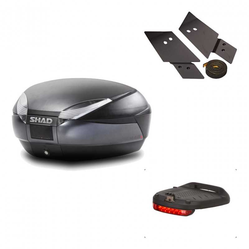 SHAD Baul trasero + herraje montaje luz de freno SH48 DARK GREY PREMIUM KIT-189859