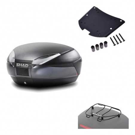 SHAD Baul trasero + herraje montaje parrilla portabultos superior SH48 DARK GREY PREMIUM KIT-189806