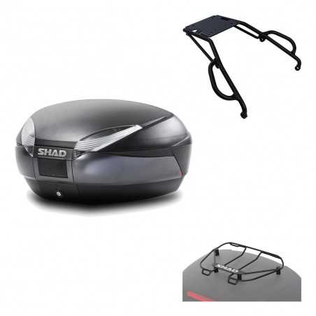 SHAD Baul trasero + herraje montaje parrilla portabultos superior SH48 DARK GREY PREMIUM KIT-190054